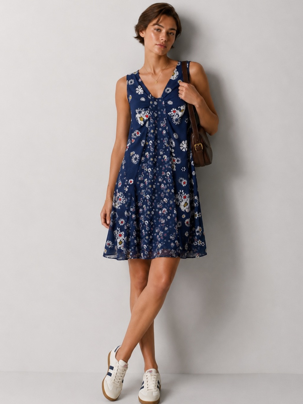 Jason WU Navy Midi Dress with White Florals
